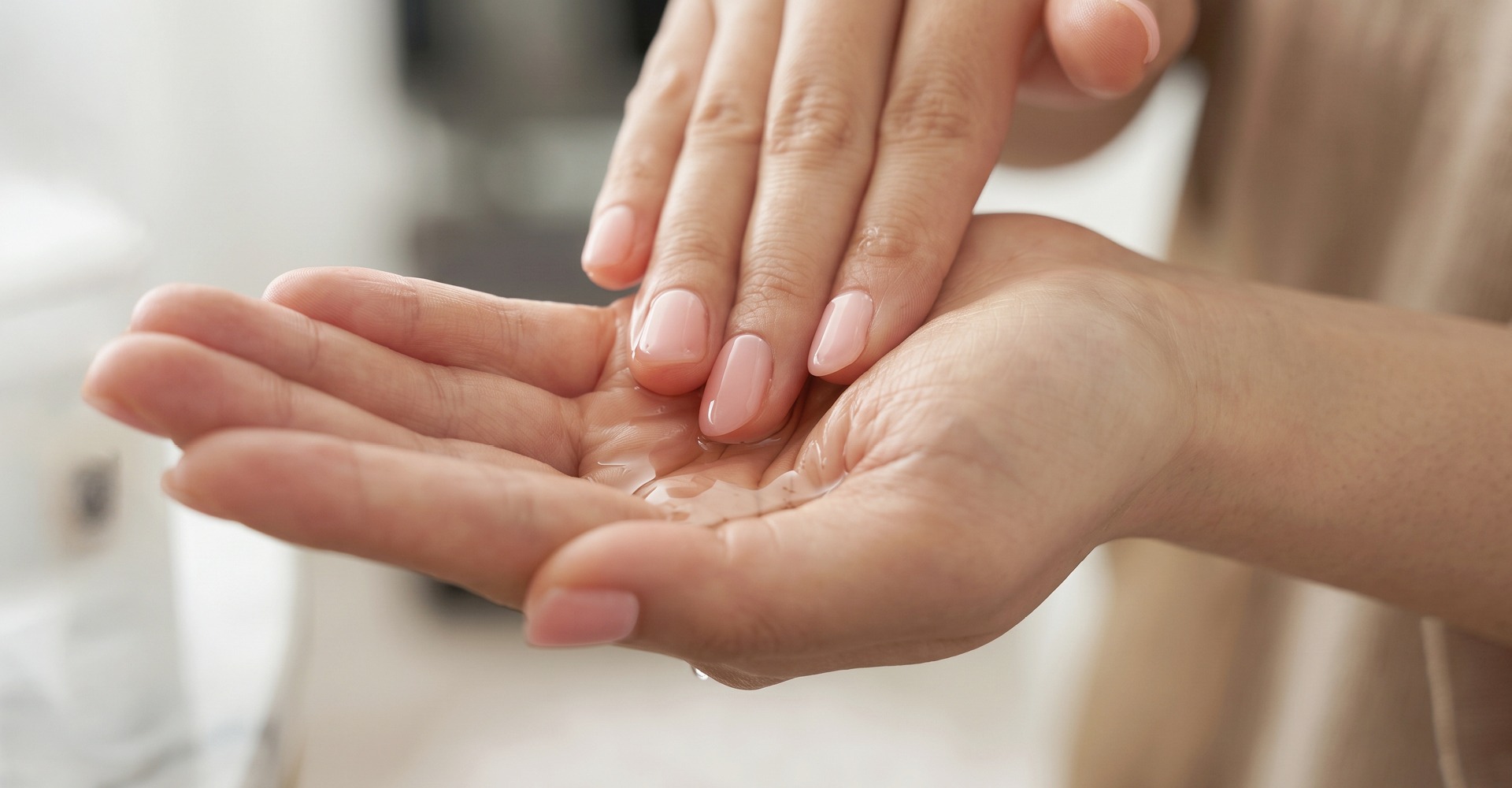 Immagine di una mano di una donna con dentro un po' di olio